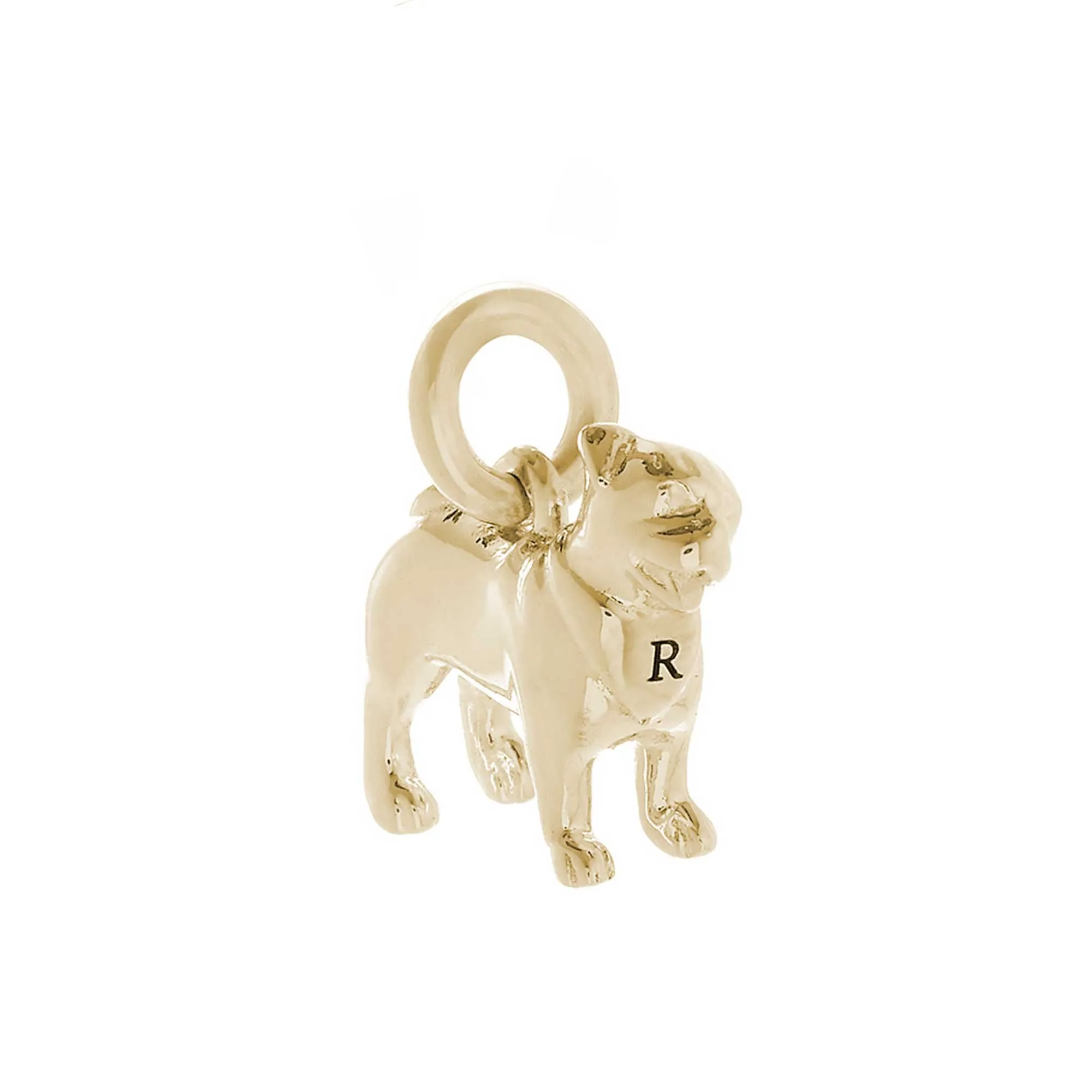 Pug Solid Gold Dog Charm