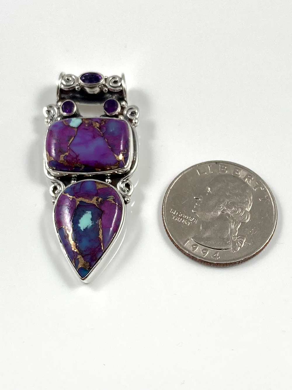 Purple Copper Turquoise & Amethyst Pendant