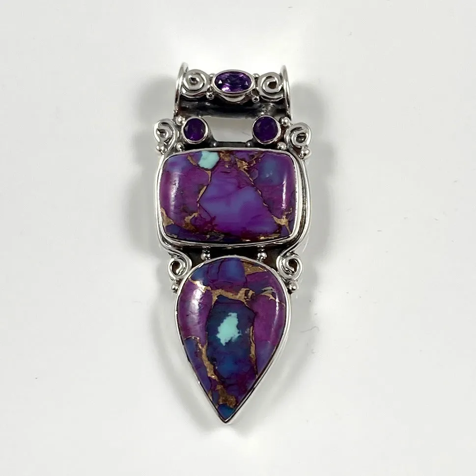 Purple Copper Turquoise & Amethyst Pendant