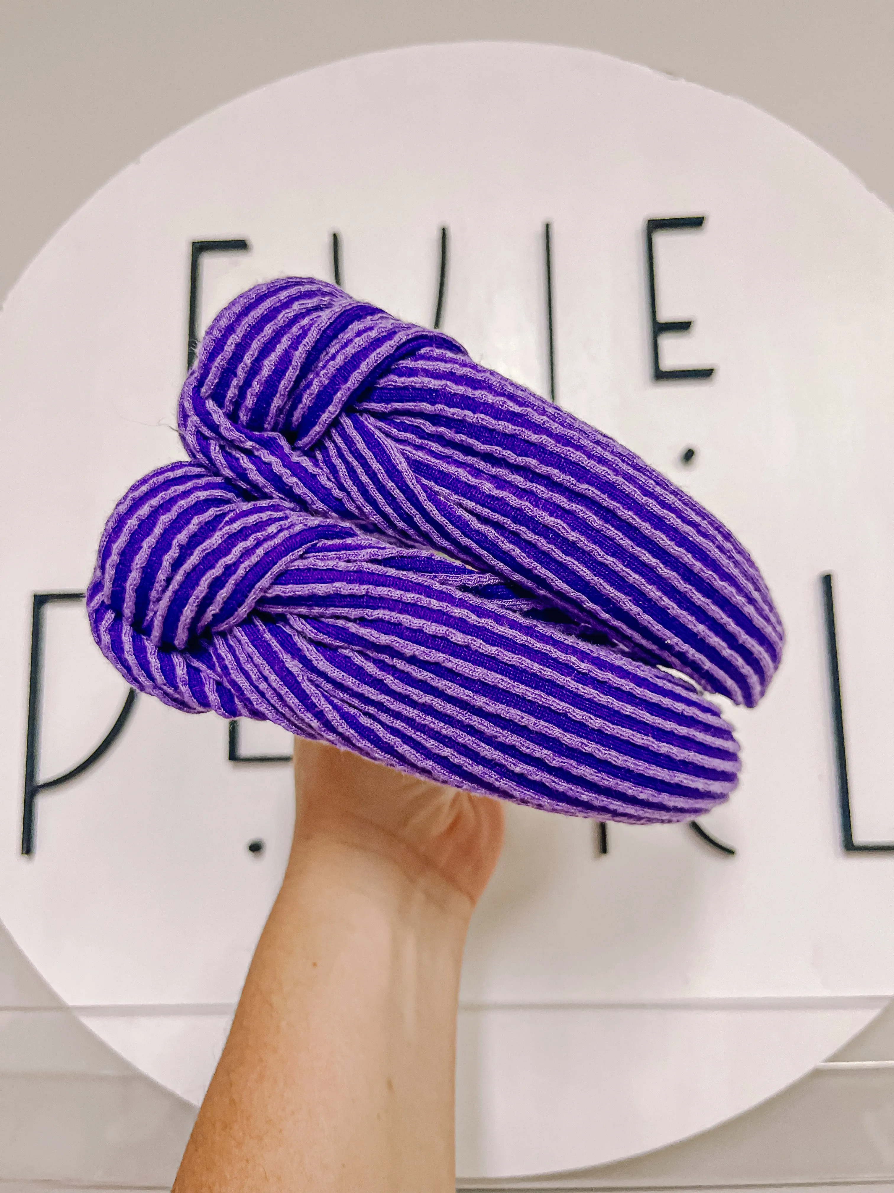 Purple Ribbed Knotted Headband