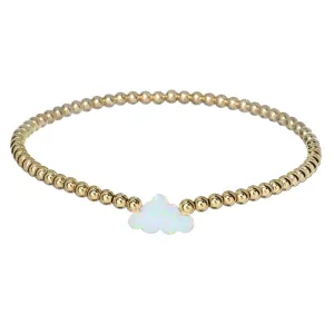 "Cloud" Opal Charm and Gold Filled Ball Beaded Bracelet