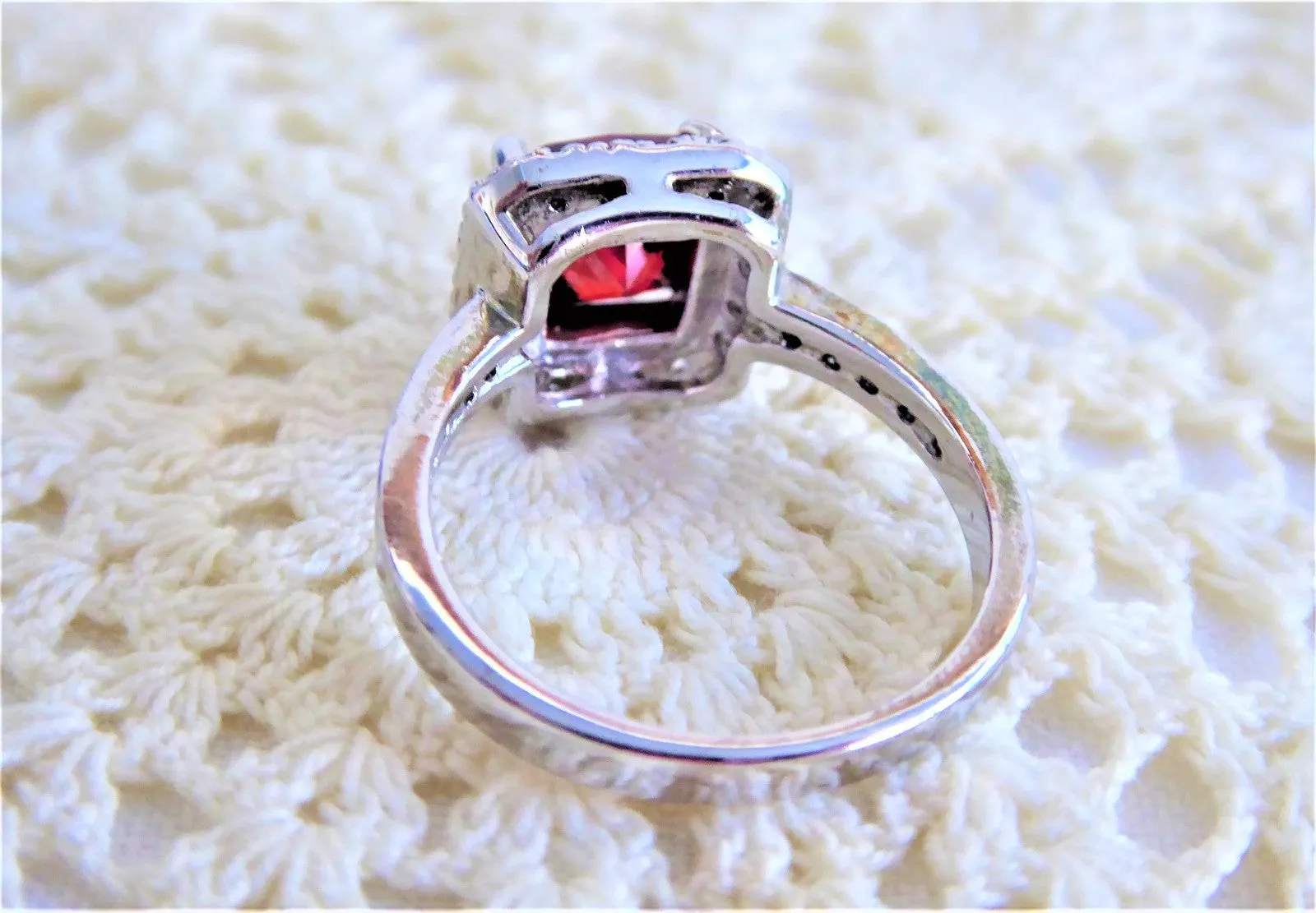 Red Faux Ruby Ring Fancy Cut Dinner Faux Diamonds 1990s Party Fancy Cut Faux