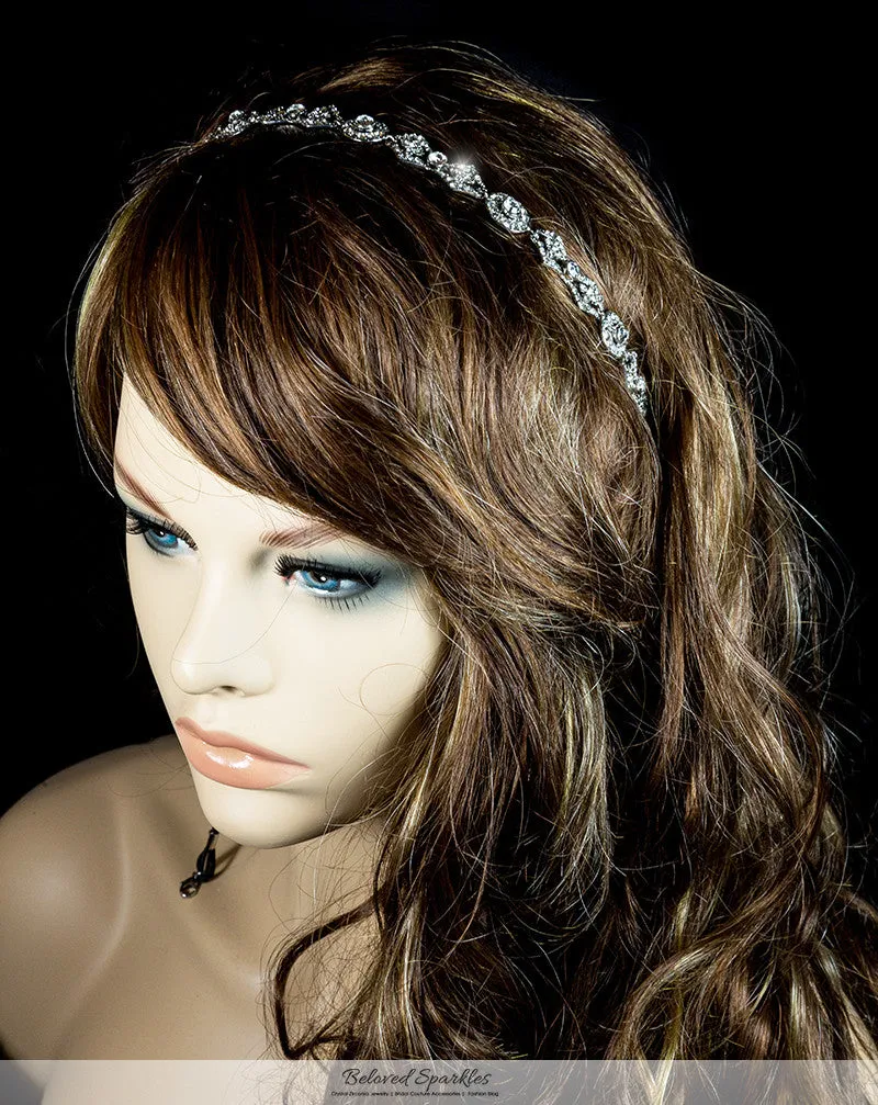 Rena Vintage Silver Hair Tie Headband | Swarovski Crystal