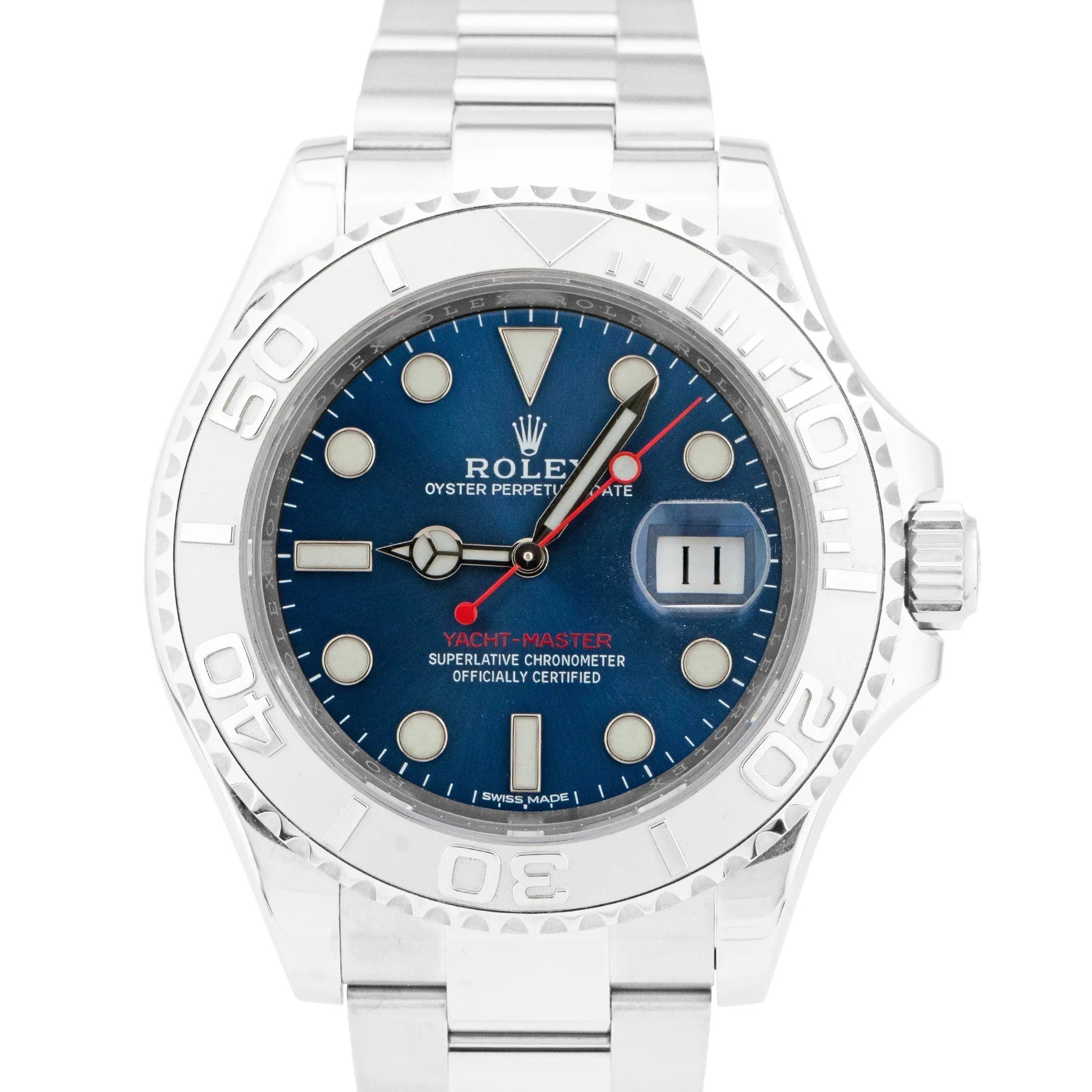 Rolex Yacht-Master 40mm PAPERS Blue Dial Stainless Steel Oyster Watch 116622 B P