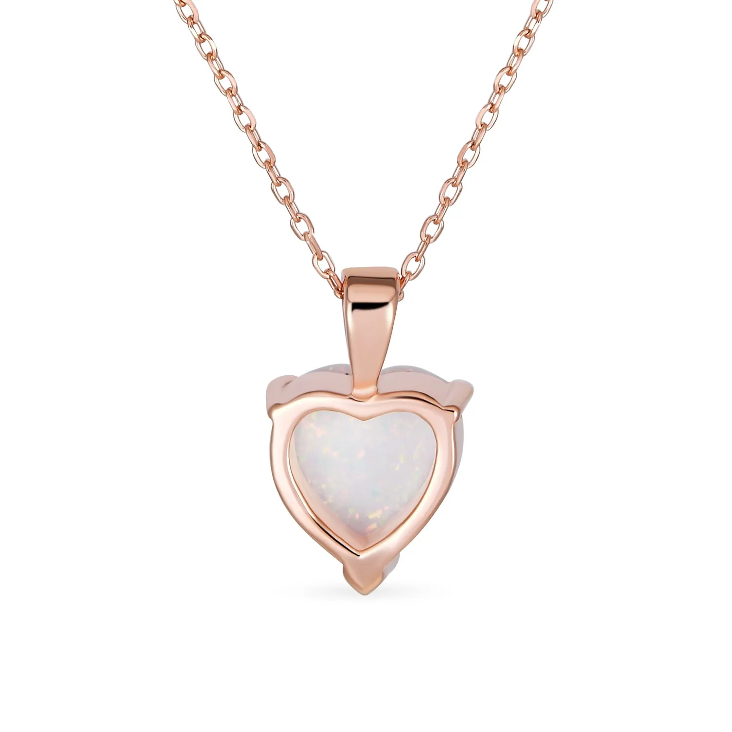 Romantic Bridal Necklace Opal Heart Pendant 14K Gold Plated Sterling Silver