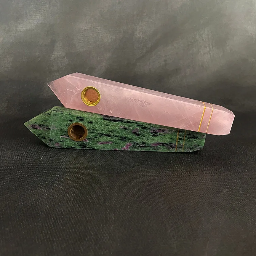 ROSE QUARTZ GEMSTONE PIPE