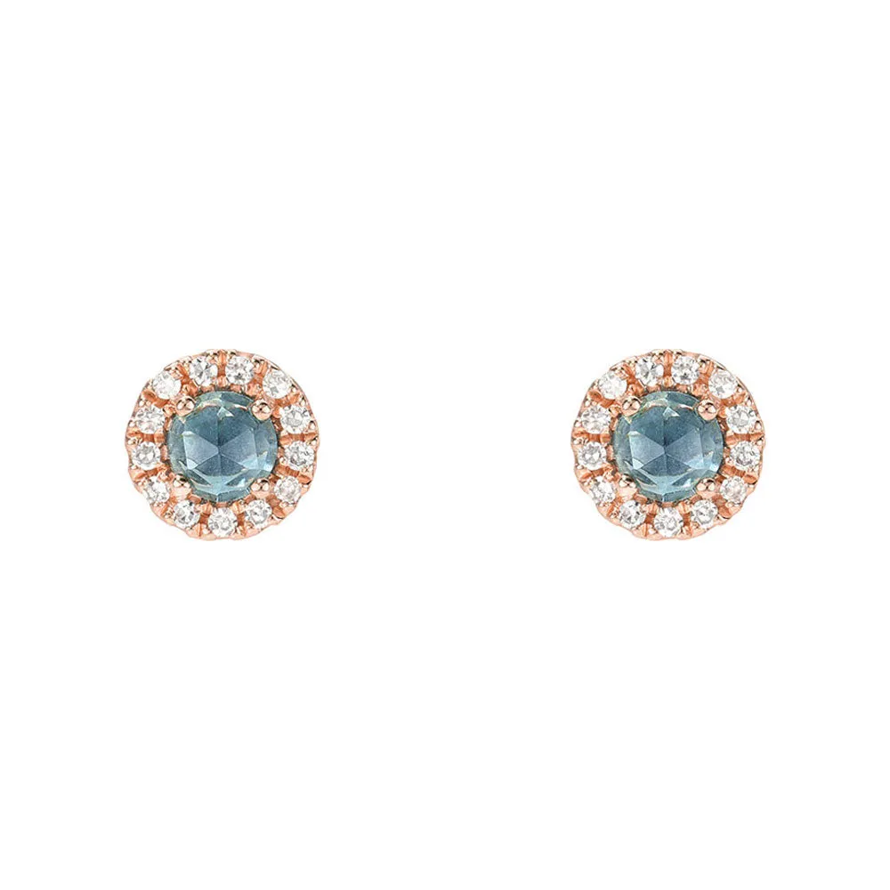 Rosie 3.0mm London Blue Topaz & Diamond Post Earrings