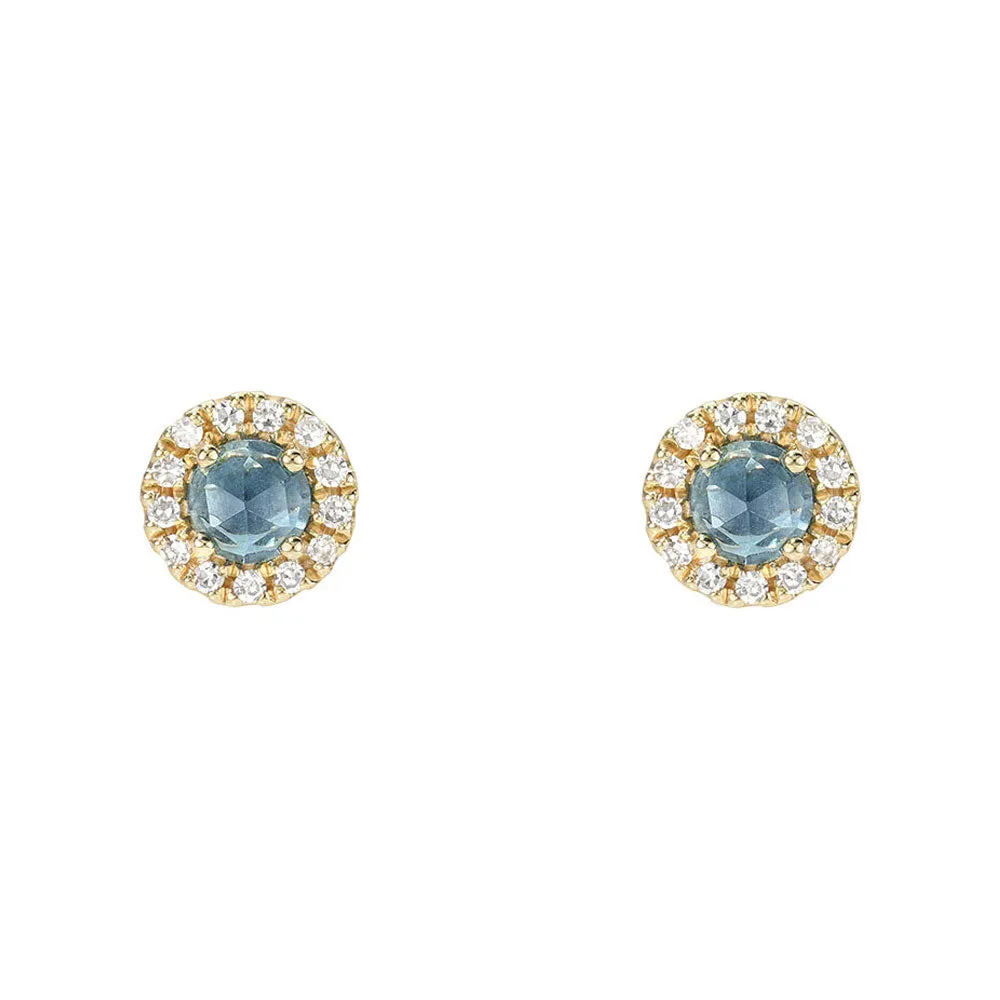 Rosie 3.0mm London Blue Topaz & Diamond Post Earrings