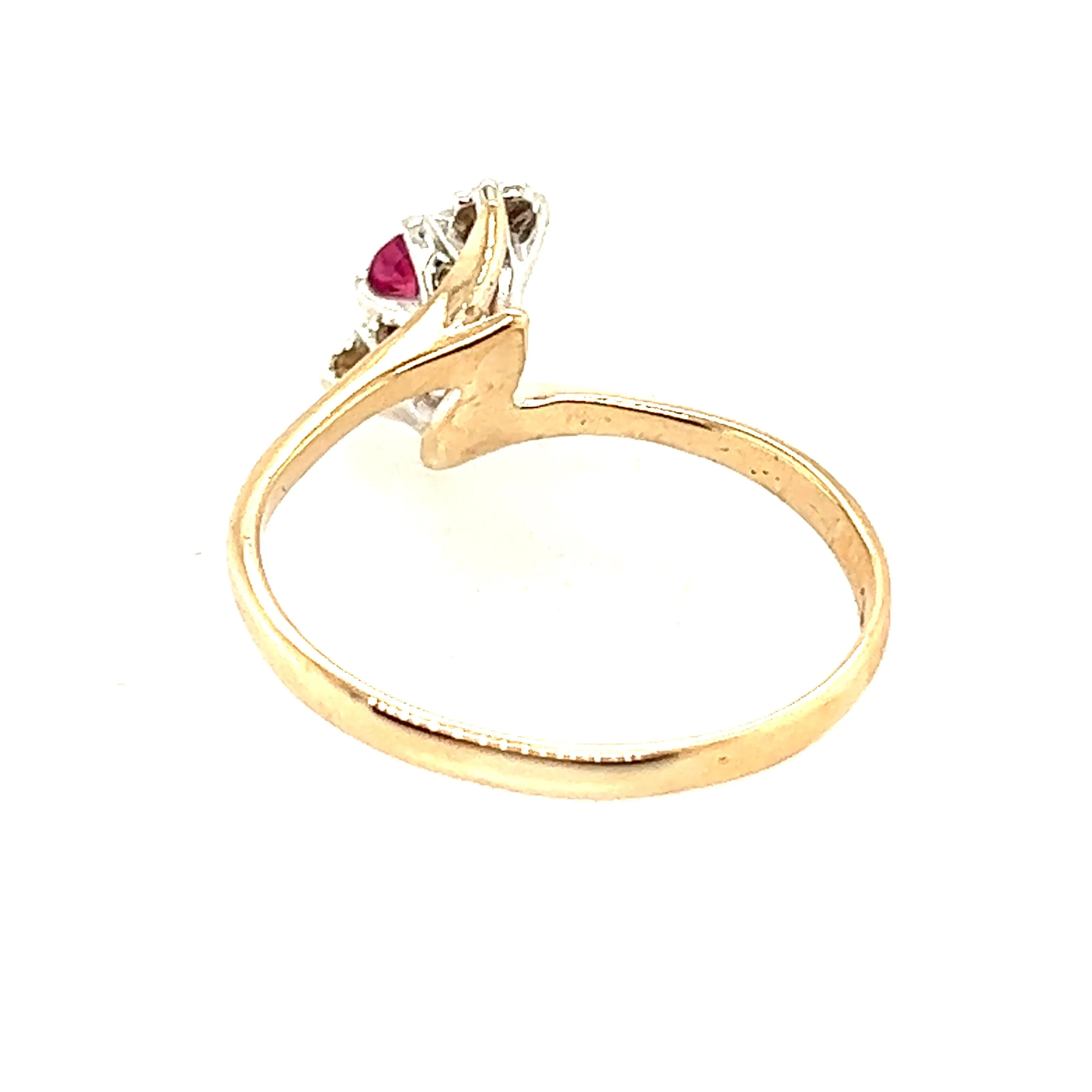 Ruby & Diamond 9ct Yellow Gold Art Deco Ring