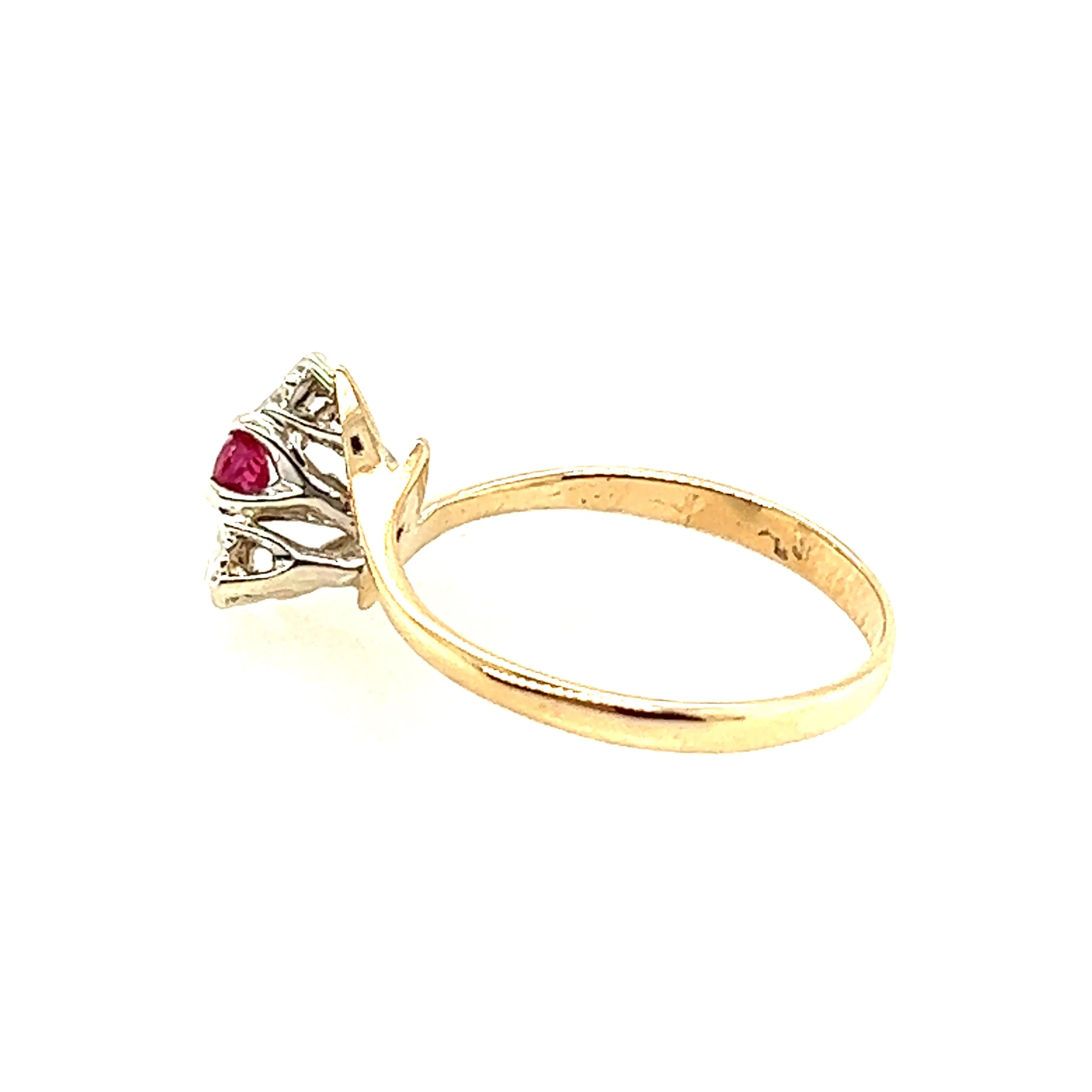 Ruby & Diamond 9ct Yellow Gold Art Deco Ring