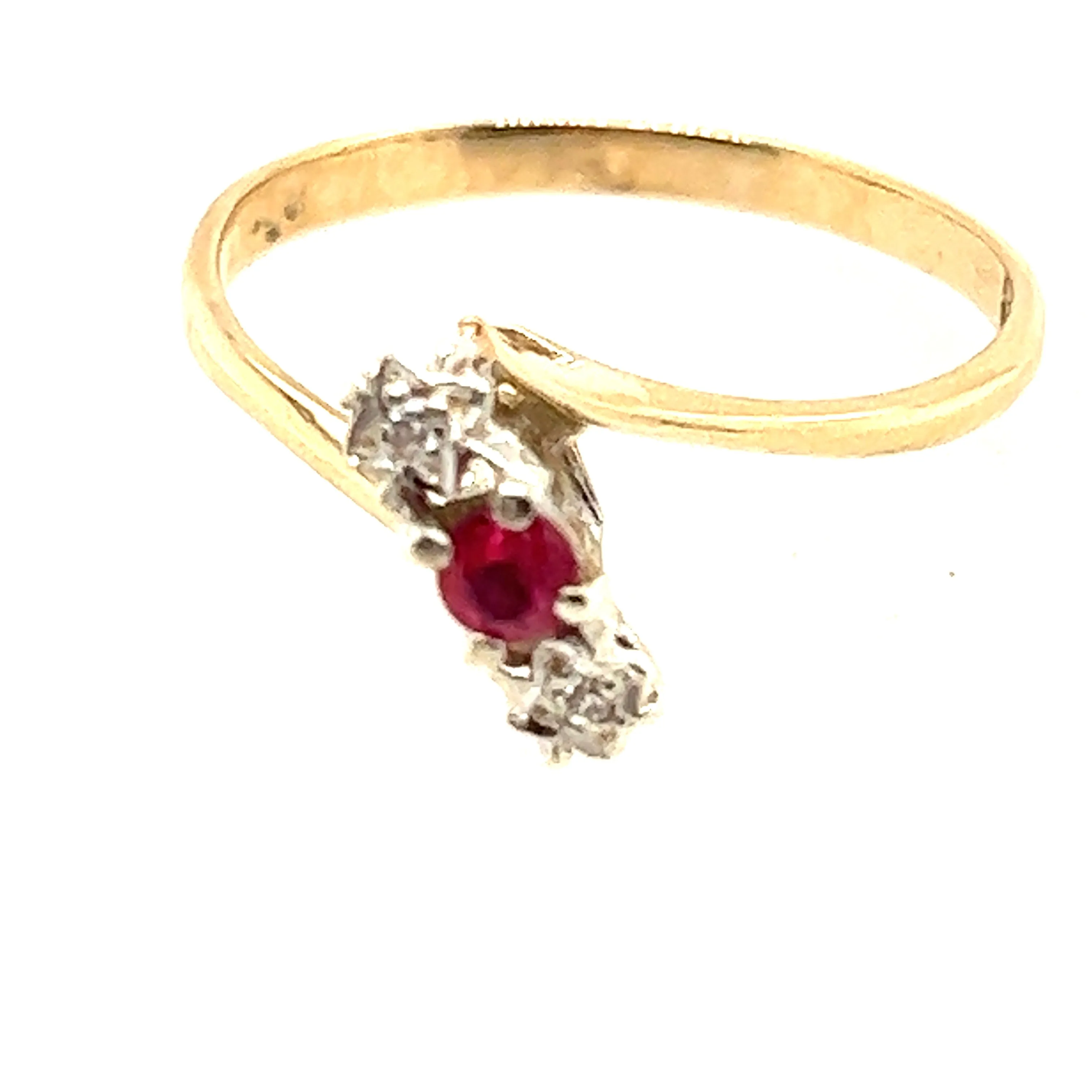 Ruby & Diamond 9ct Yellow Gold Art Deco Ring