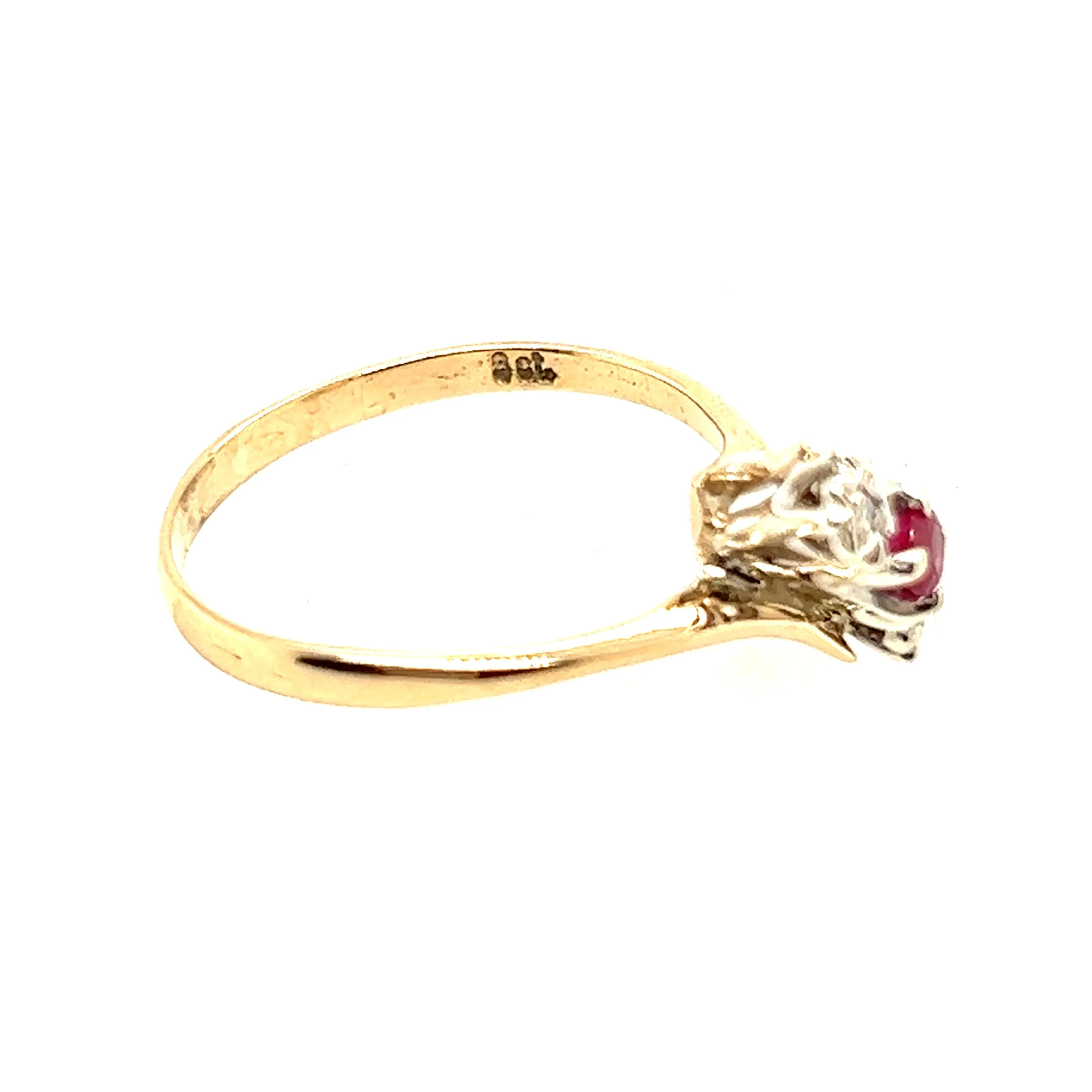 Ruby & Diamond 9ct Yellow Gold Art Deco Ring