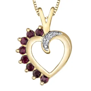 Ruby and Diamond Heart Pendant