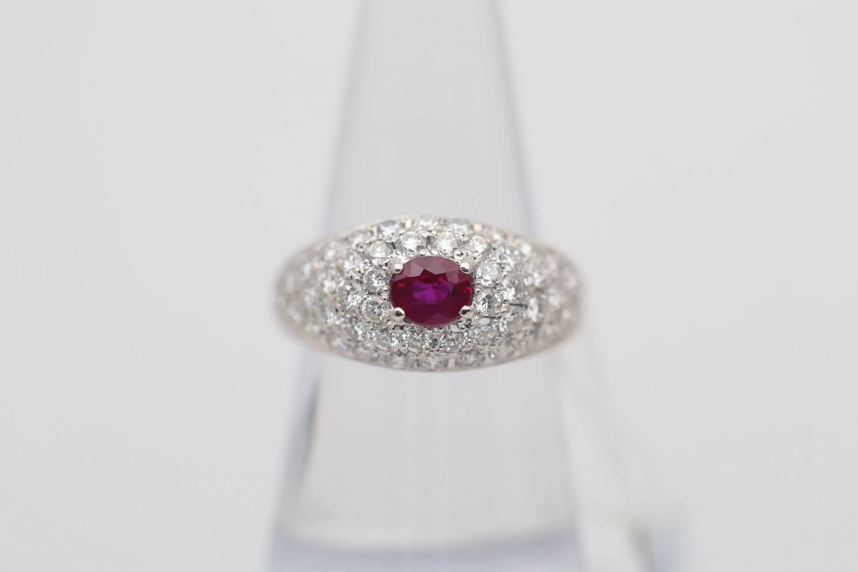 Ruby Diamond Pave Platinum Ring