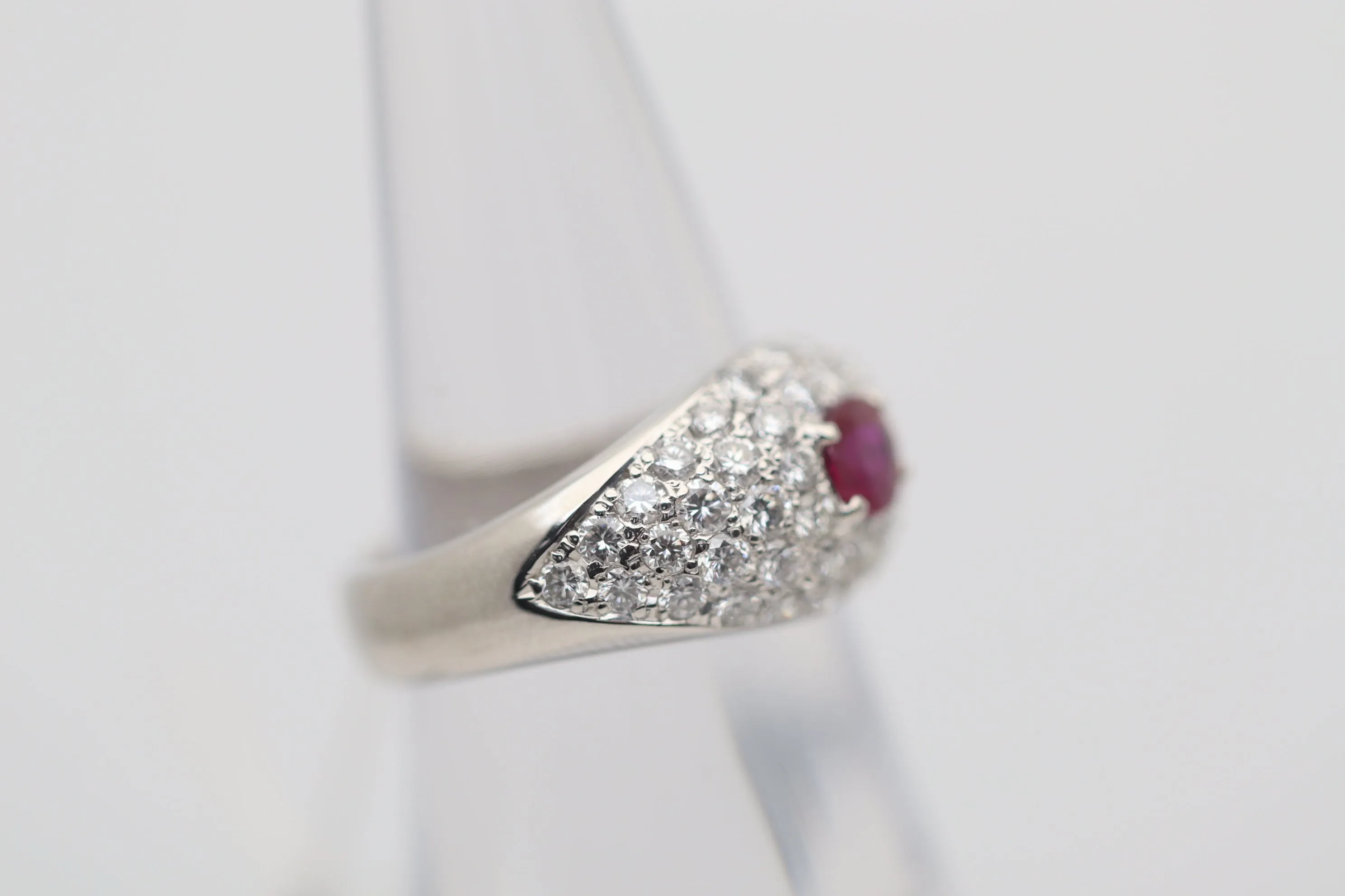 Ruby Diamond Pave Platinum Ring