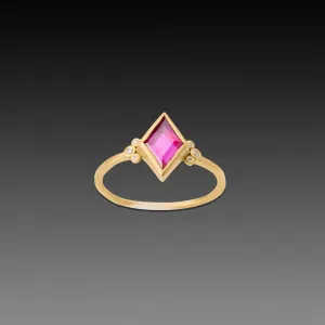 Ruby Ring with Diamond Trios