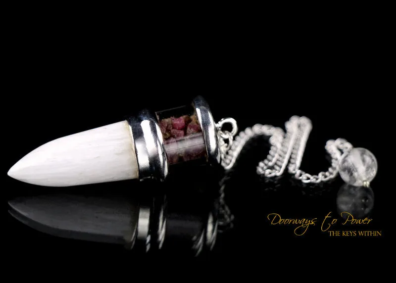 Scolecite & Ruby Crystal Pendulum SS