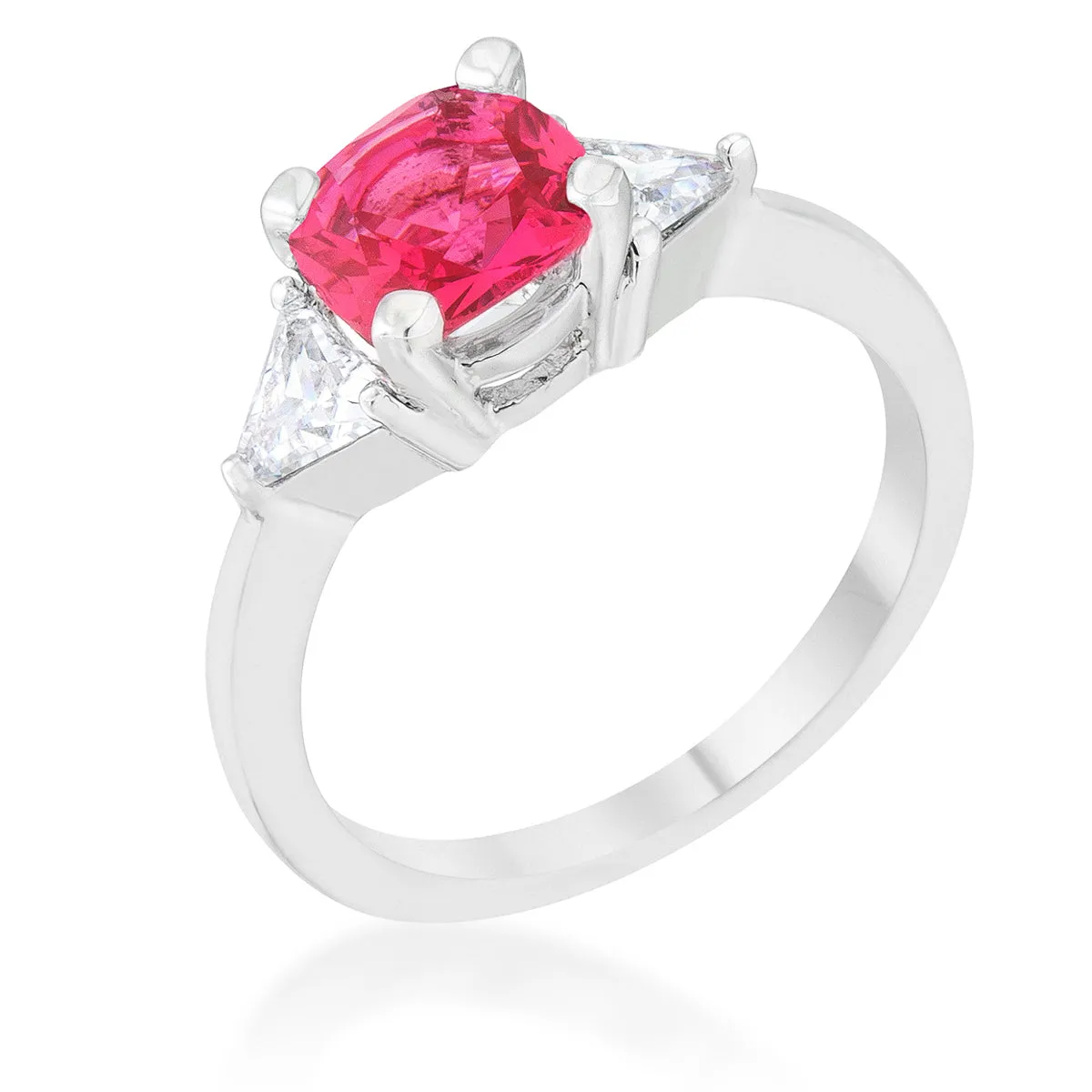 Shonda Three Stone Fuchsia Pink Cocktail Ring | 2ct