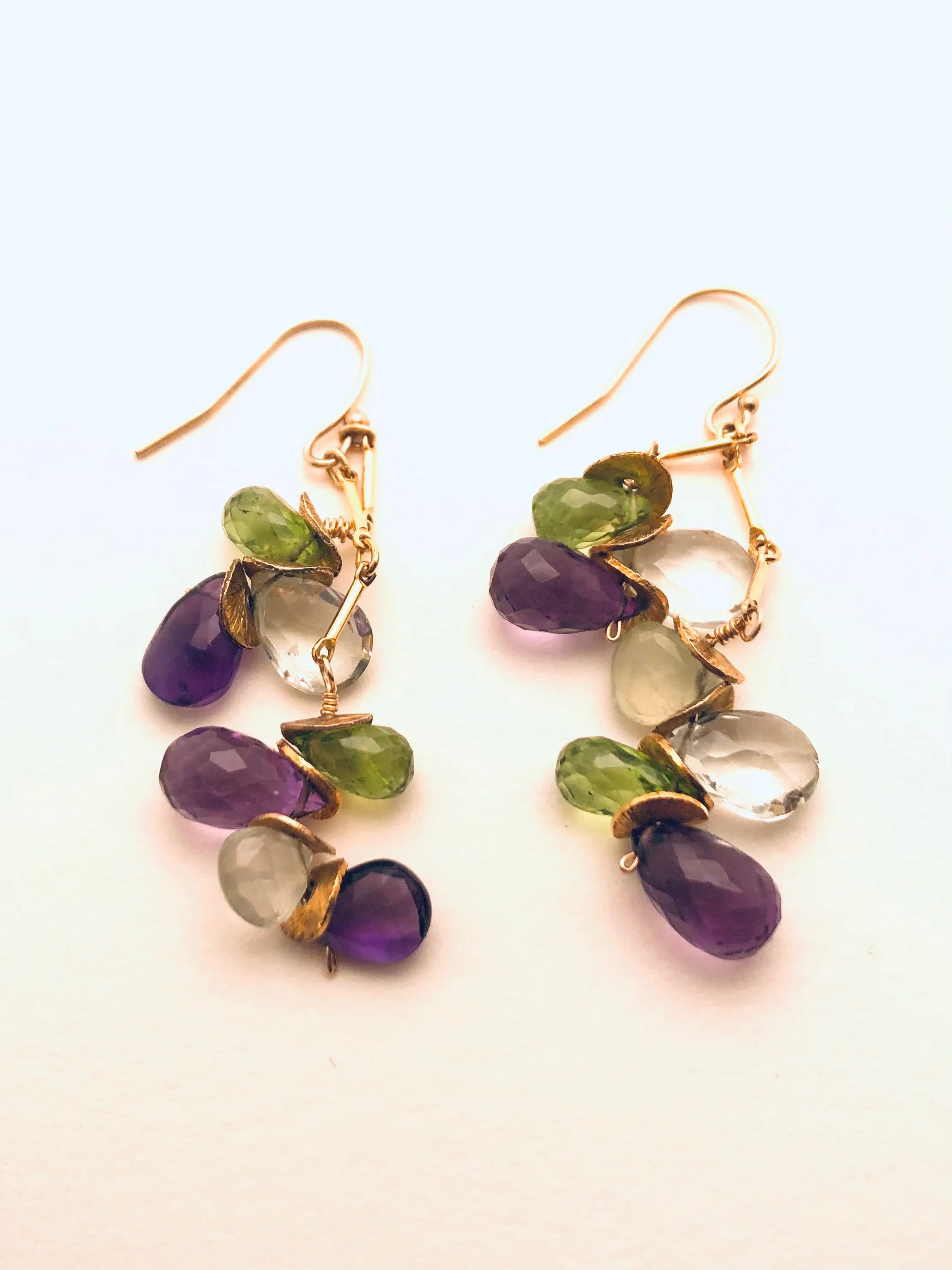 Signature MultiGem, Amethyst, Topaz, Green Garnet Earrings