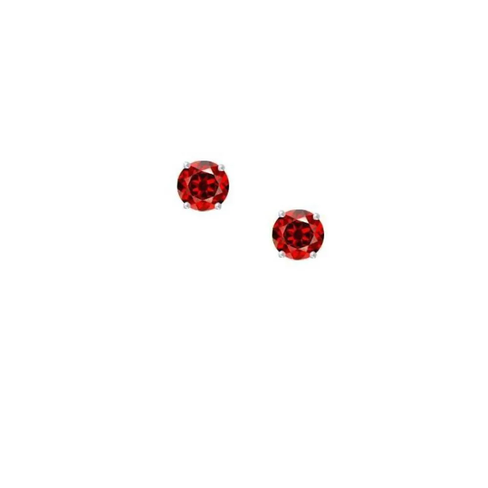 Silver & Garnet 4mm round stud earrings - January