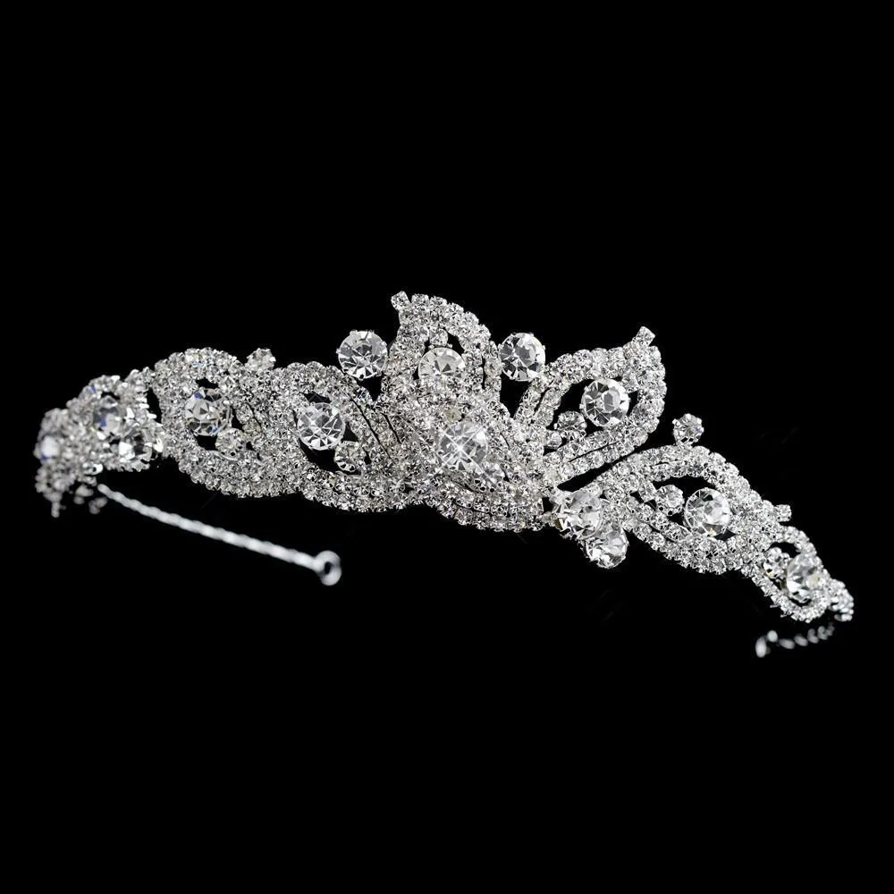 Silver Crystal Petal Side Accented Headband