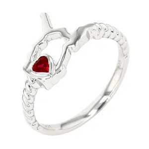 Silver Garnet 1/10Ctw Ring