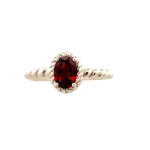 Silver Halo Style Garnet Ring  LVR708-GT