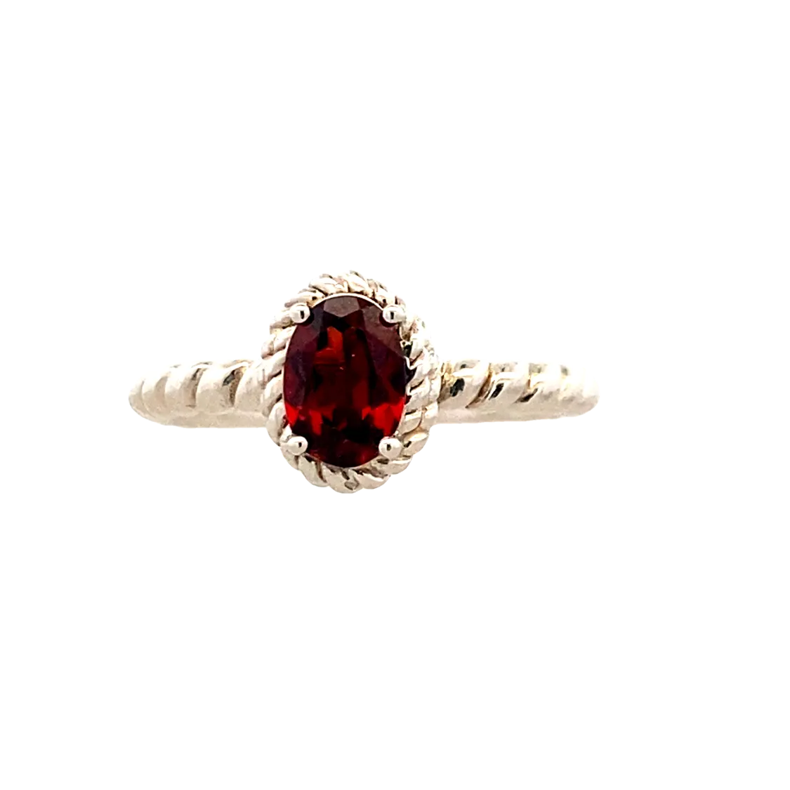 Silver Halo Style Garnet Ring  LVR708-GT