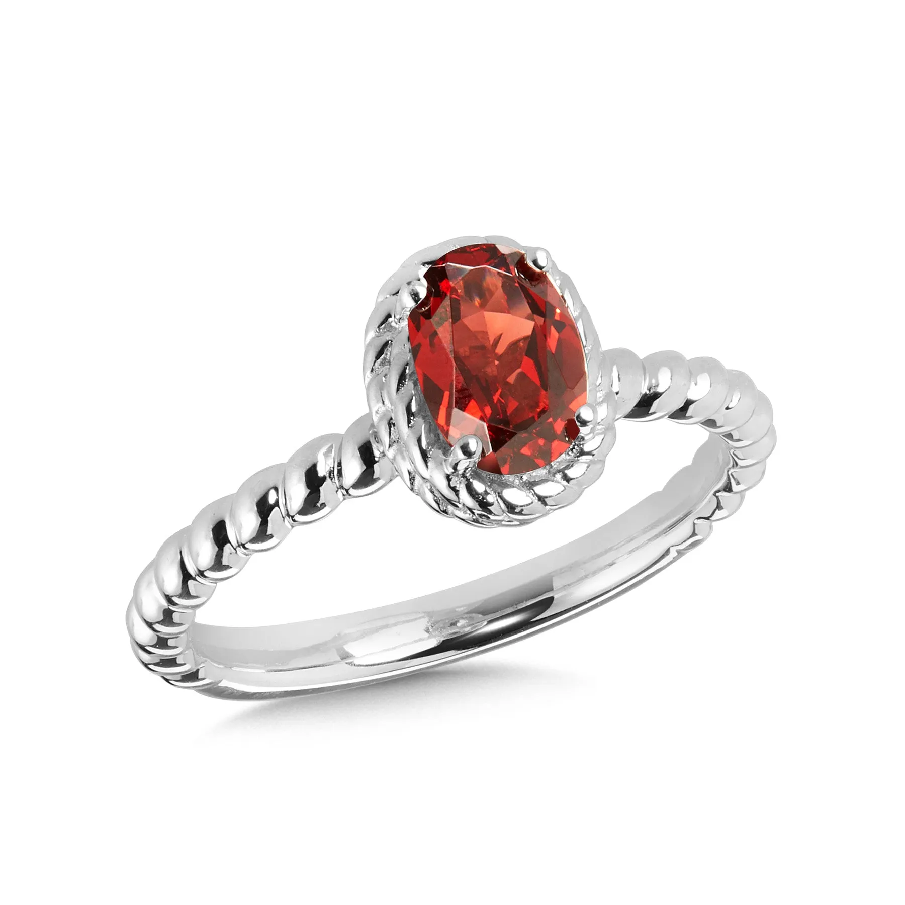 Silver Halo Style Garnet Ring  LVR708-GT