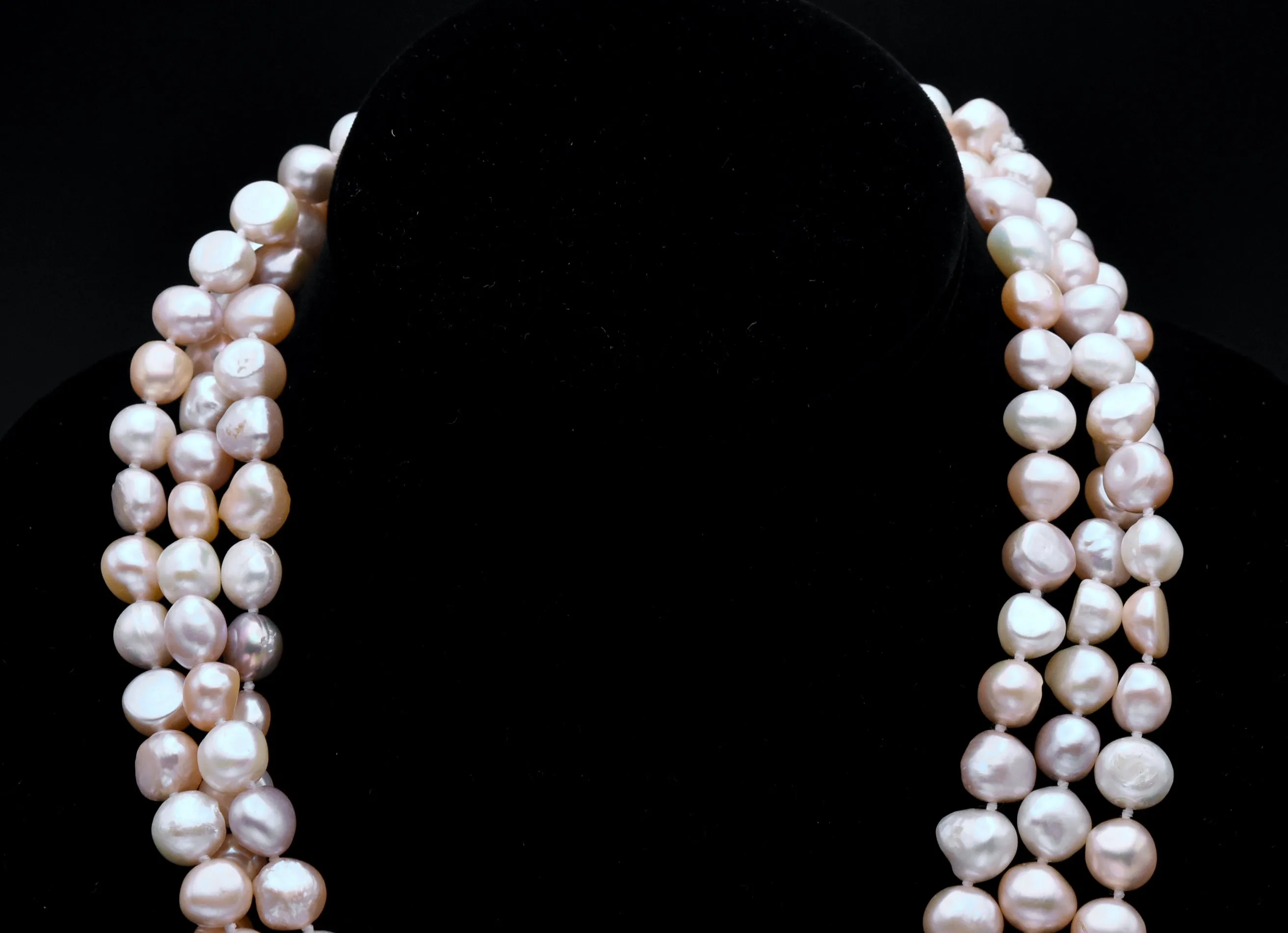 Single Strand Rope Necklace of Semi-Baroque Variety Colors Cultured Pearls - 63"