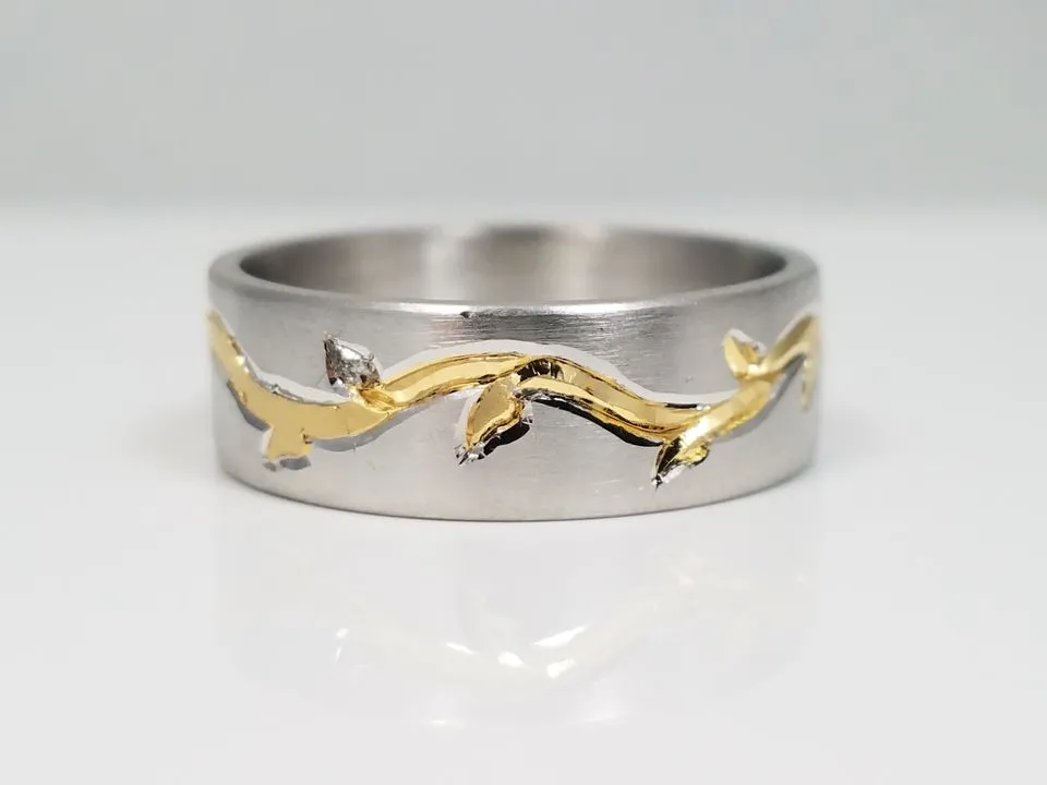 Sleek Platinum w/Gold Inlay Ring Band