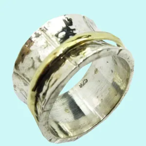 Spinner ring sterling silver 9ct gold Sophisticated  jewelry unisex Israeli rings in all sizes