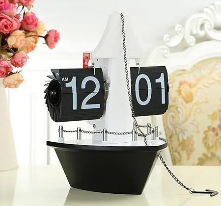 Steamer Turning Clock, Stylish Creative Living Room Clock, Steamer Clock