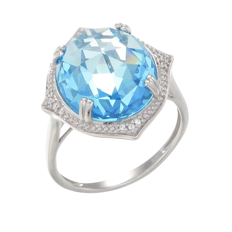 Stunning Cocktail Ring with Blue CZ