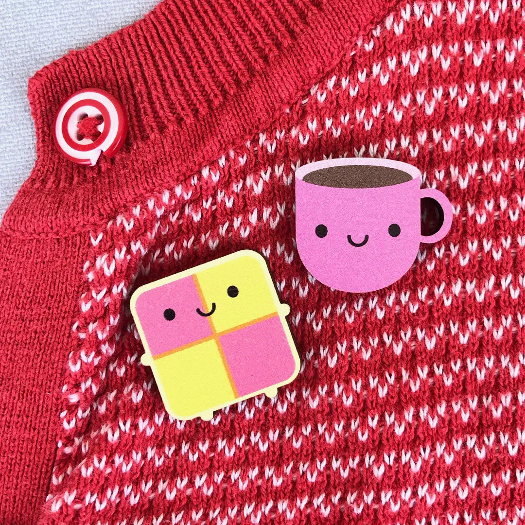 Tea & Cake Kawaii Wooden Pin Set