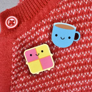 Tea & Cake Kawaii Wooden Pin Set