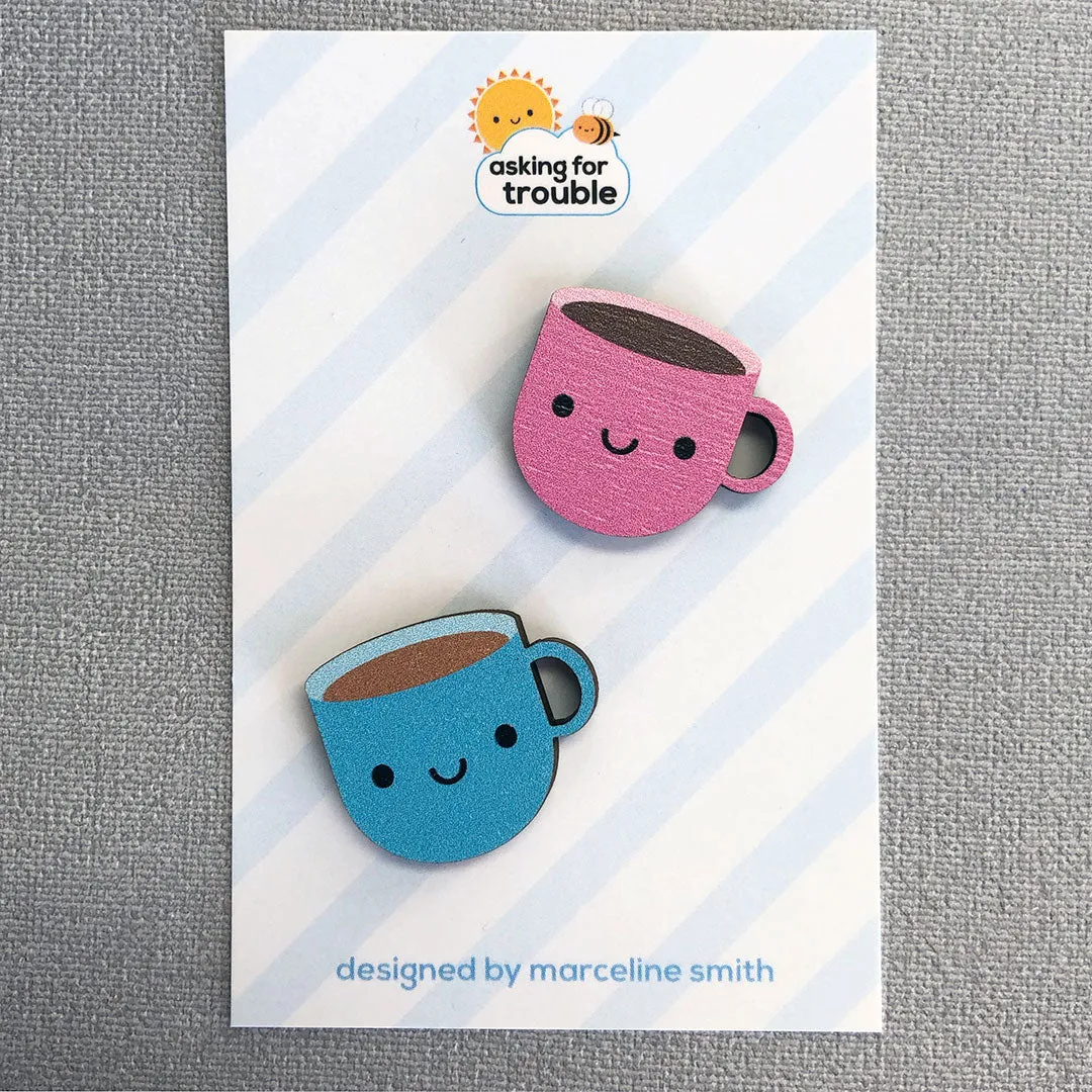 Tea & Cake Kawaii Wooden Pin Set