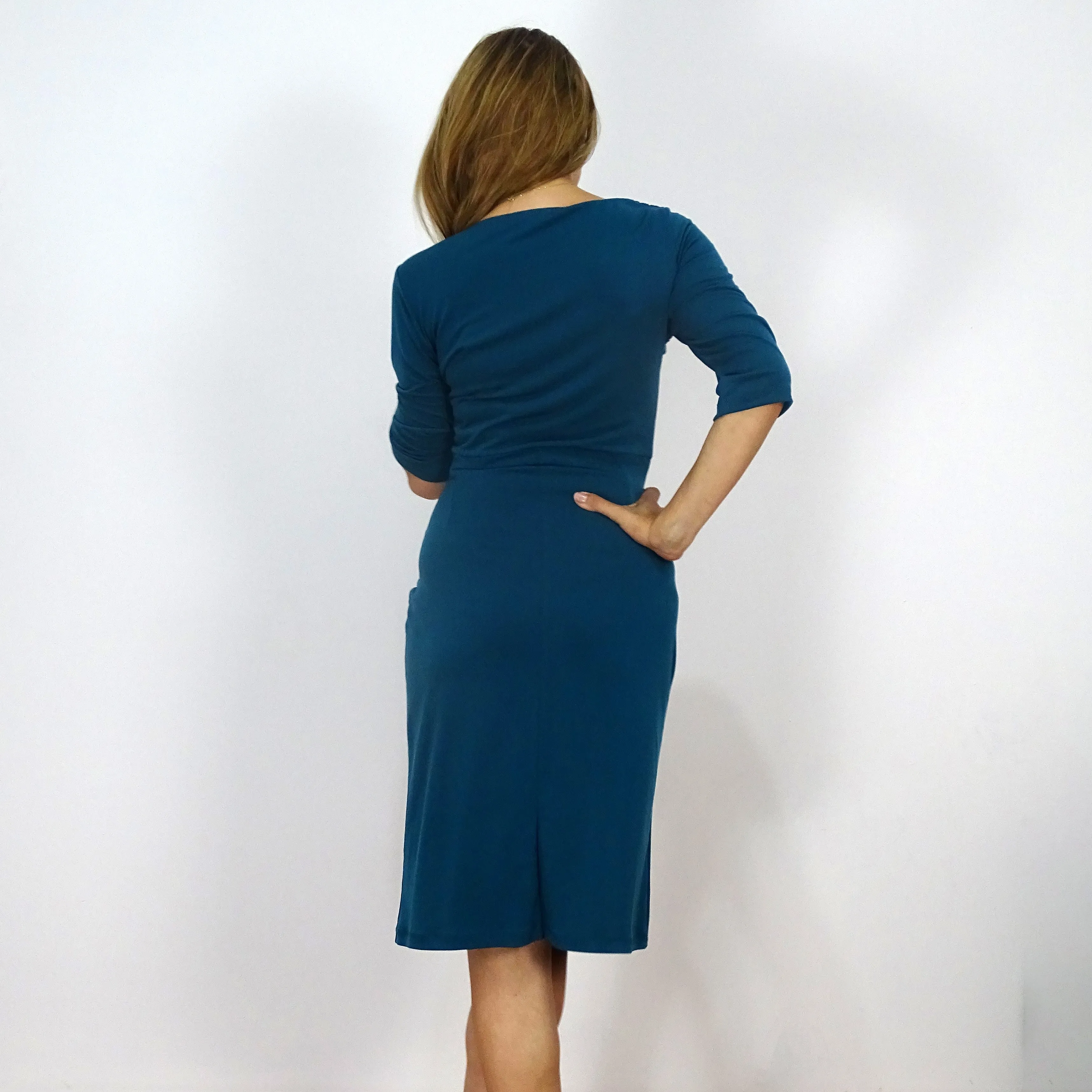 Teal Classic Ruched Dress