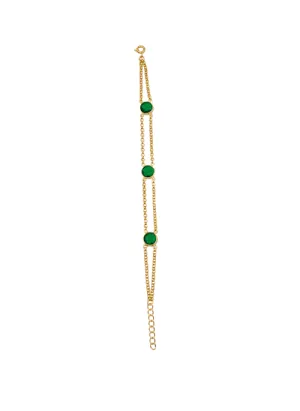 Three stone Birthstone Bracelet May-Emerald