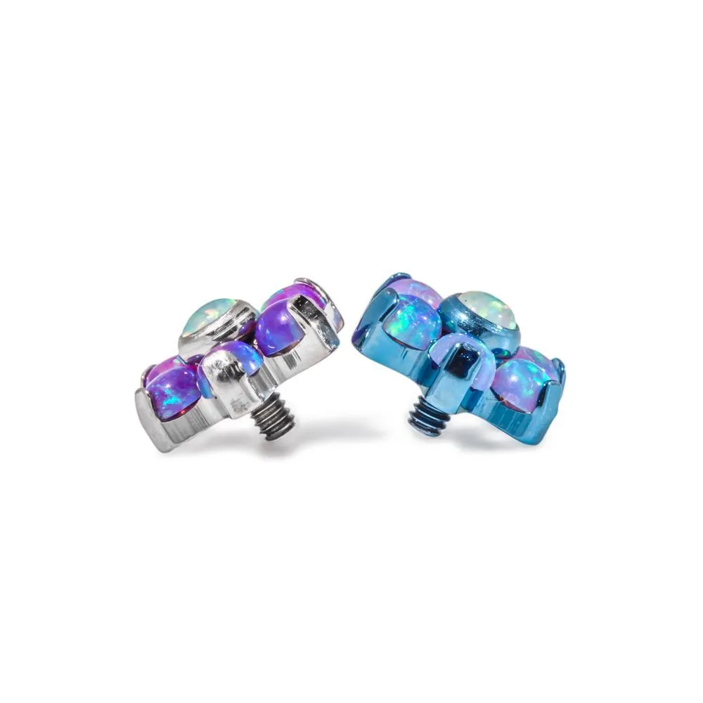 Tilum 14g-12g Internally Threaded Titanium Opal Flower Top with White Opal Center - Choose Petal Opal Color - Price Per 1