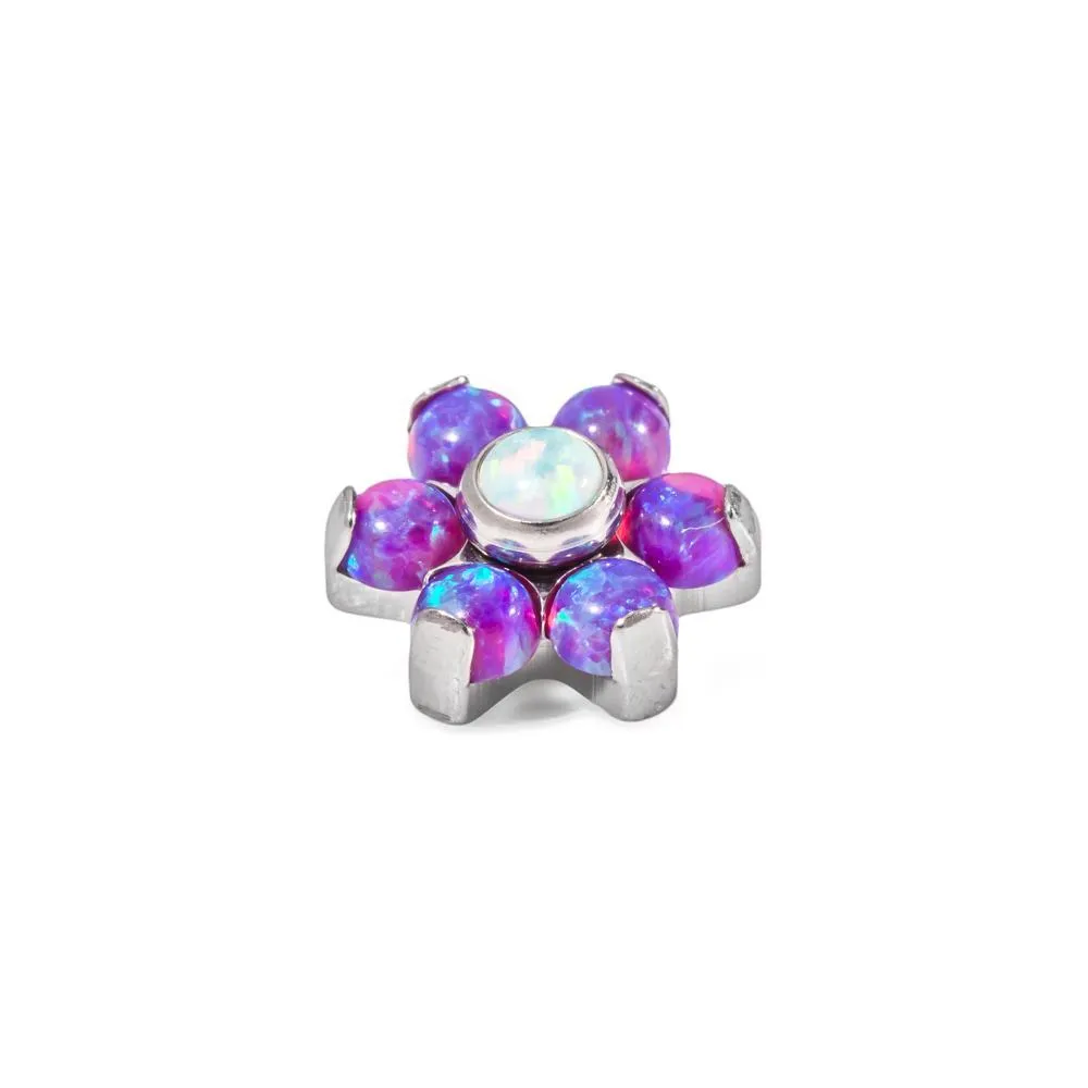 Tilum 14g-12g Internally Threaded Titanium Opal Flower Top with White Opal Center - Choose Petal Opal Color - Price Per 1