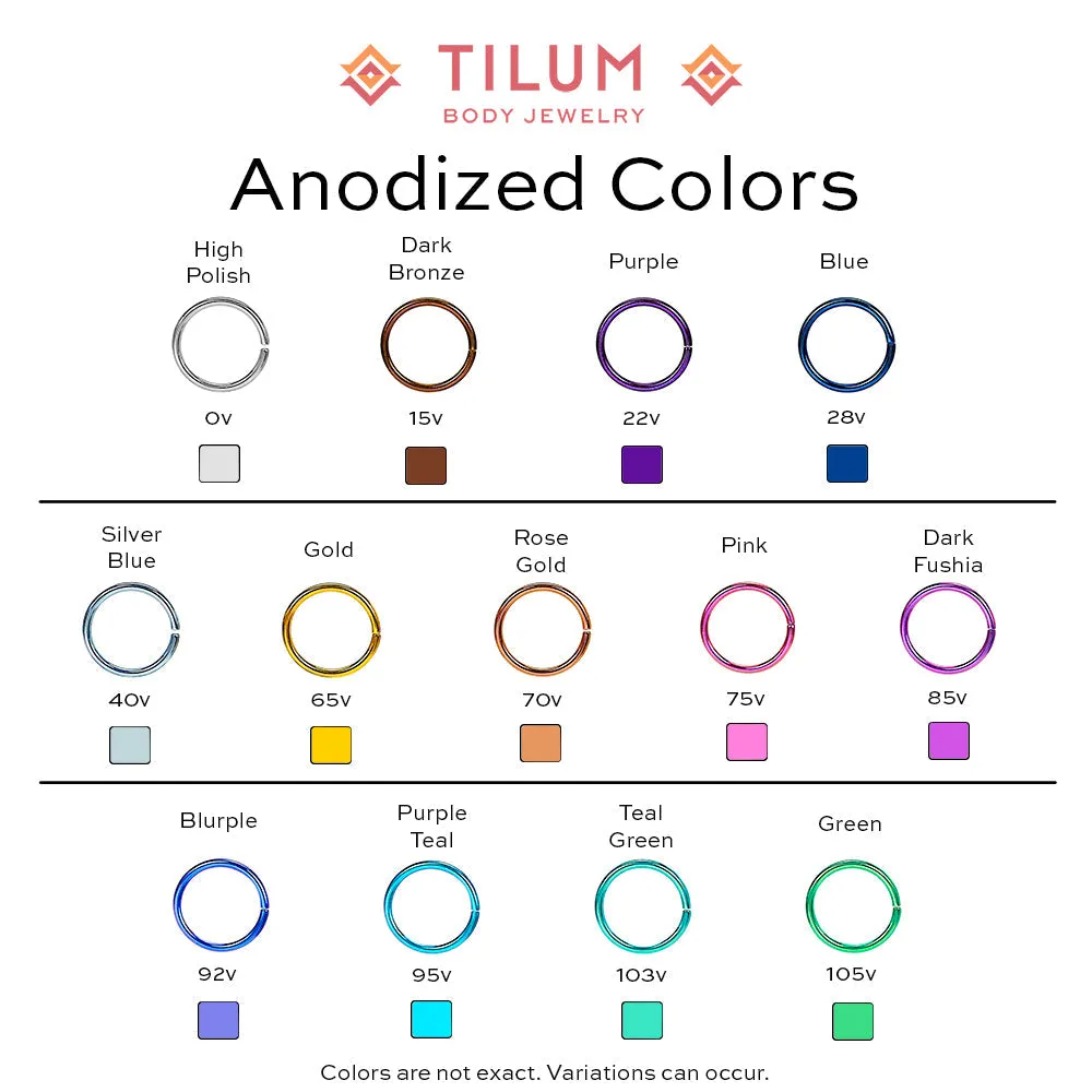 Tilum 14g-12g Internally Threaded Titanium Opal Flower Top with White Opal Center - Choose Petal Opal Color - Price Per 1