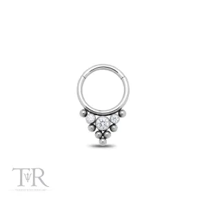 Trident Titanium Jewelled Hinged Cluster Ring