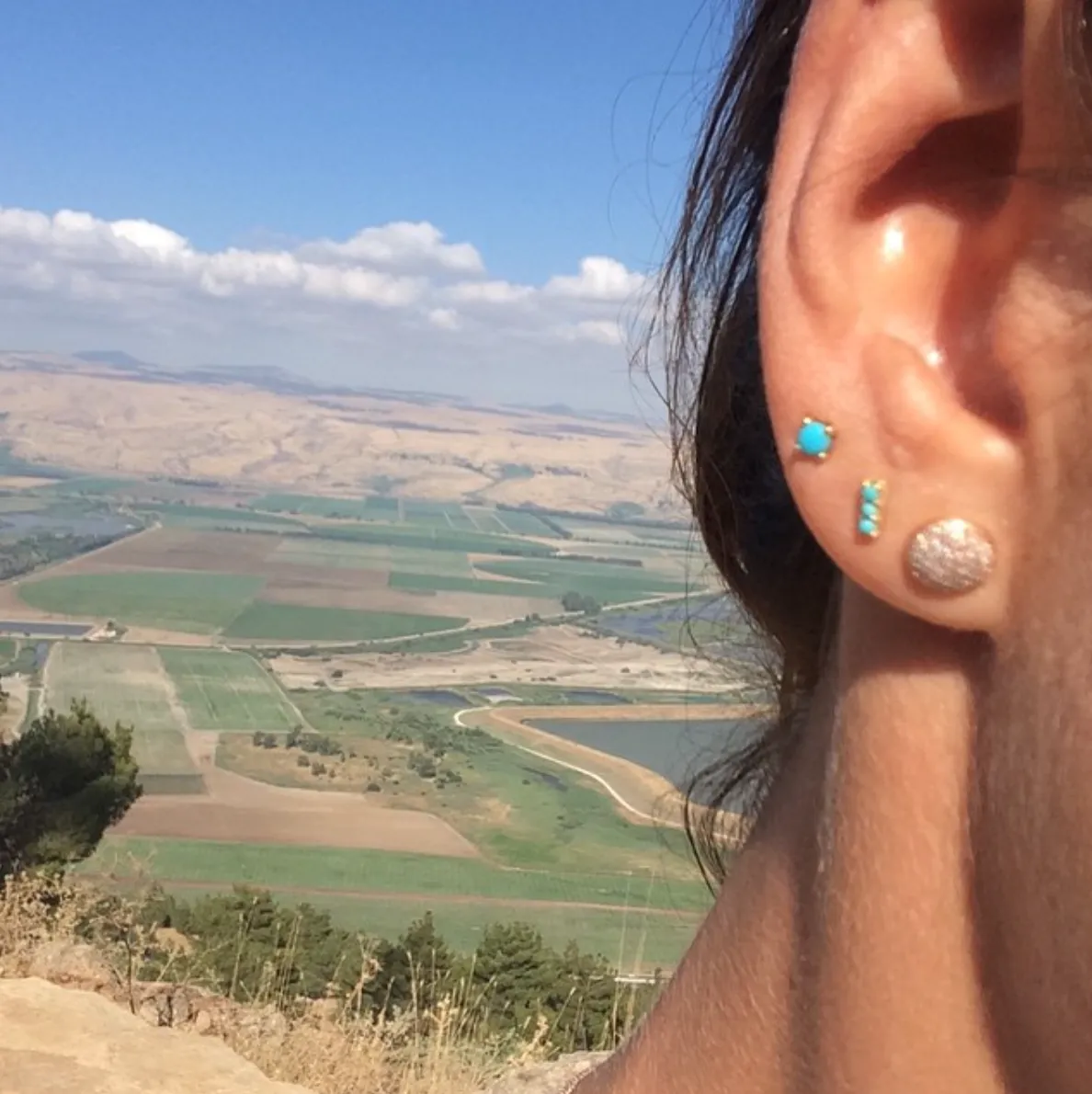 Turquoise Bar Stud Earrings