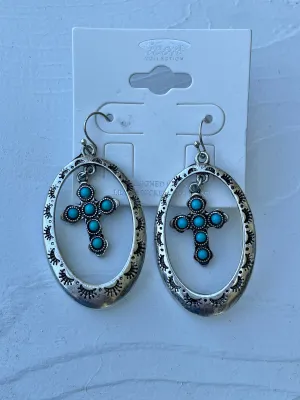 Turquoise Cross Earrings