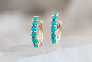 Turquoise Huggie Hoop Earrings