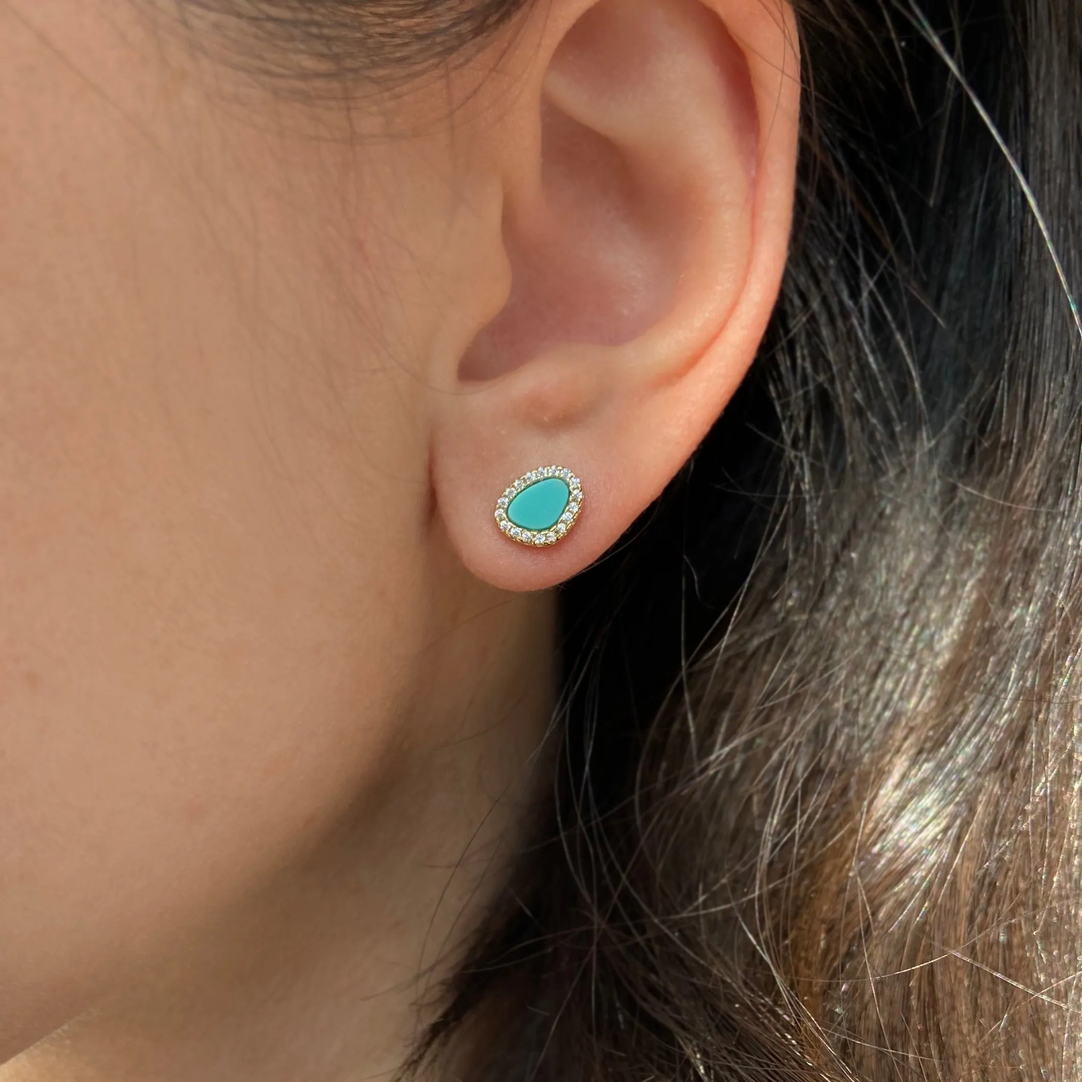 Turquoise Pebble Stud Earrings