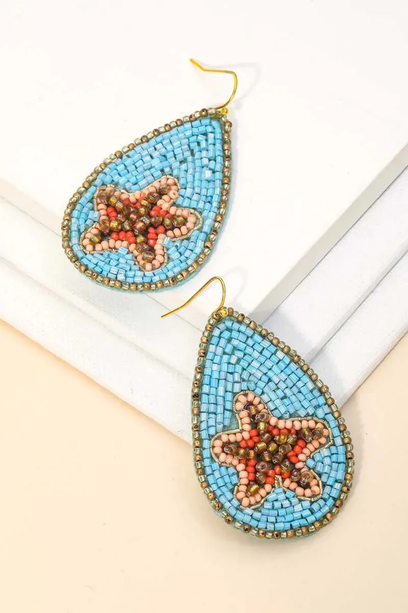 Turquoise Star Beaded Teardrop Earrings