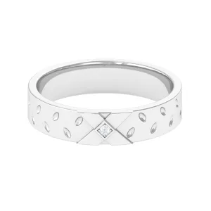 Two Tone Cross Wedding Band with Moissanite