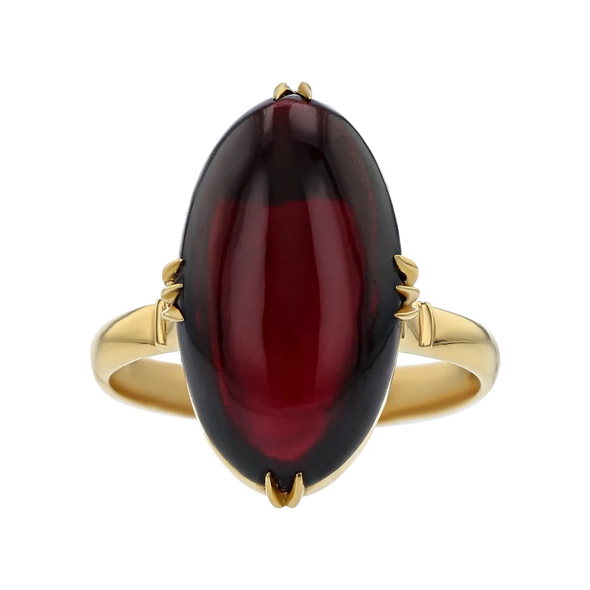 Victorian 18K Yellow Gold Cabochon Garnet Ring